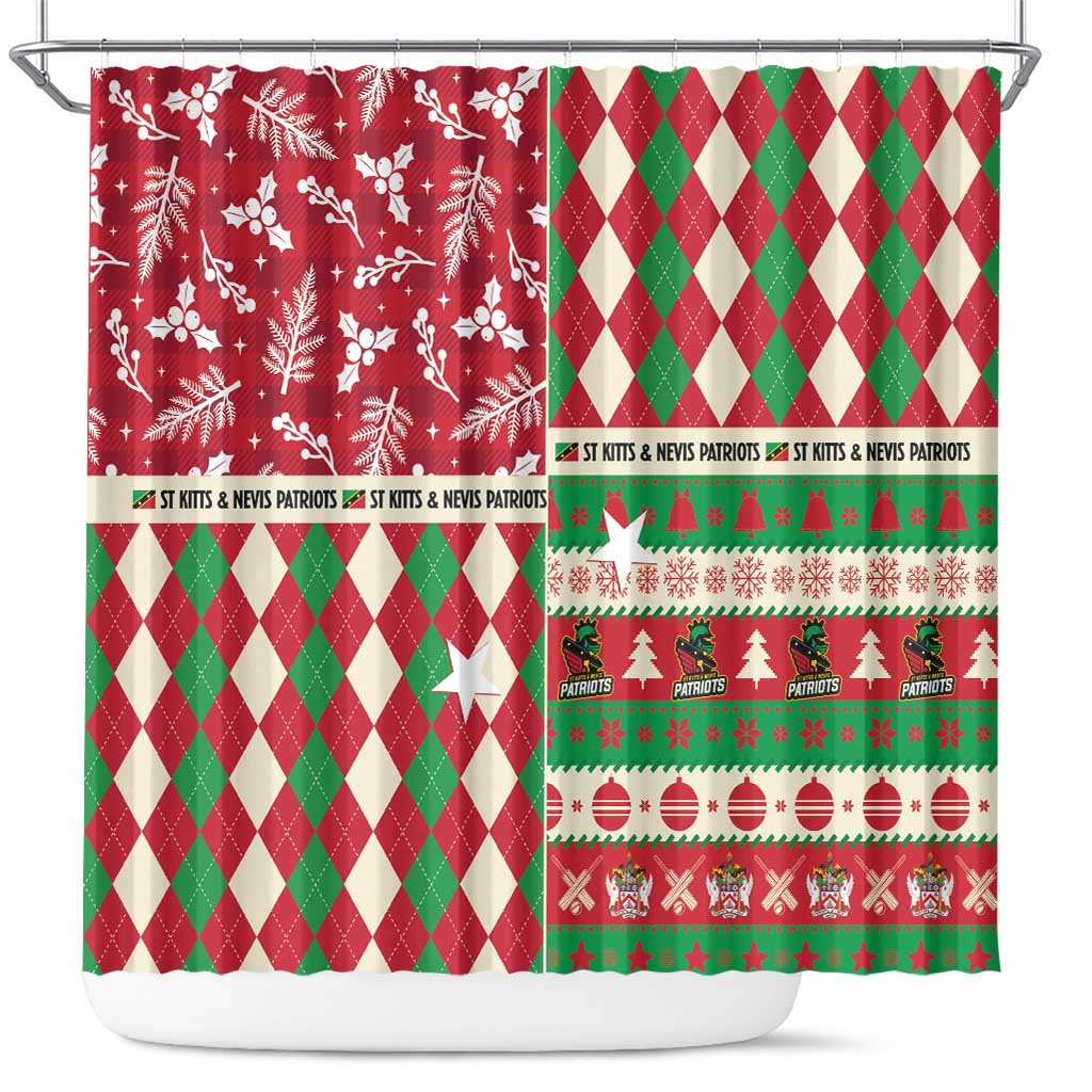 St Kitts & Nevis Cricket Christmas Shower Curtain Merry Xmas Patriots - Wonder Print Shop