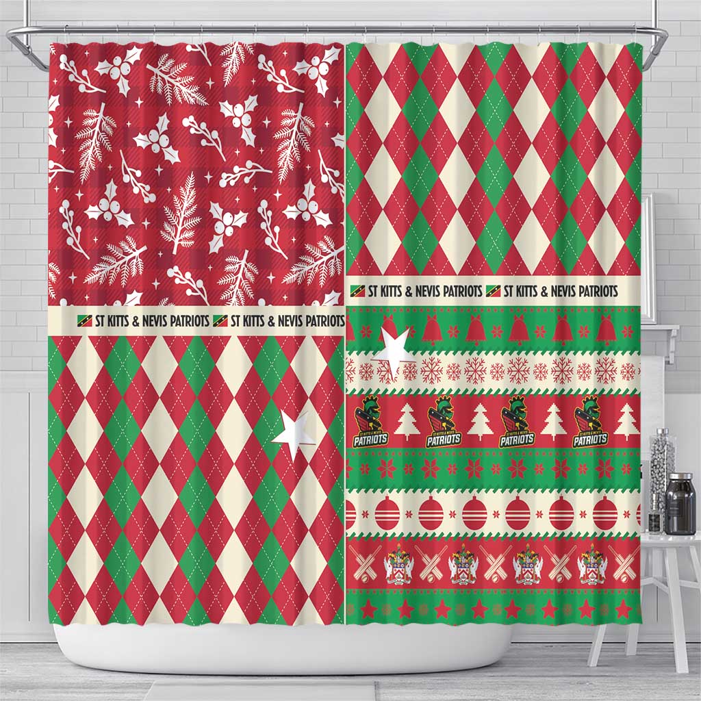 St Kitts & Nevis Cricket Christmas Shower Curtain Merry Xmas Patriots - Wonder Print Shop