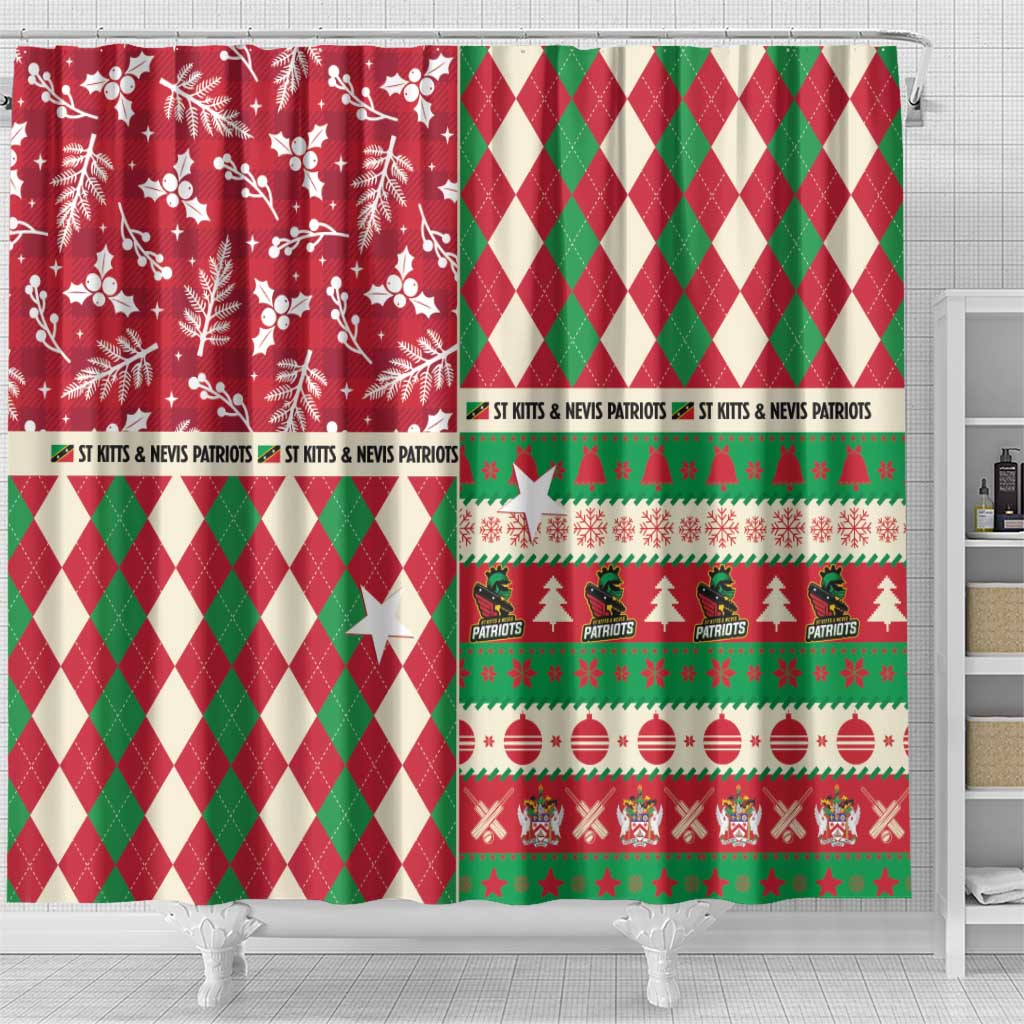 St Kitts & Nevis Cricket Christmas Shower Curtain Merry Xmas Patriots - Wonder Print Shop