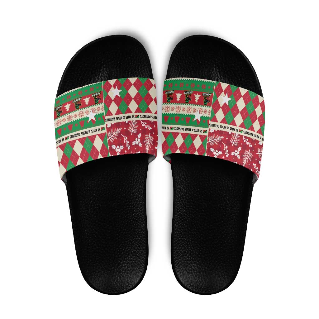 St Kitts & Nevis Cricket Christmas Slide Sandals Merry Xmas Patriots - Wonder Print Shop