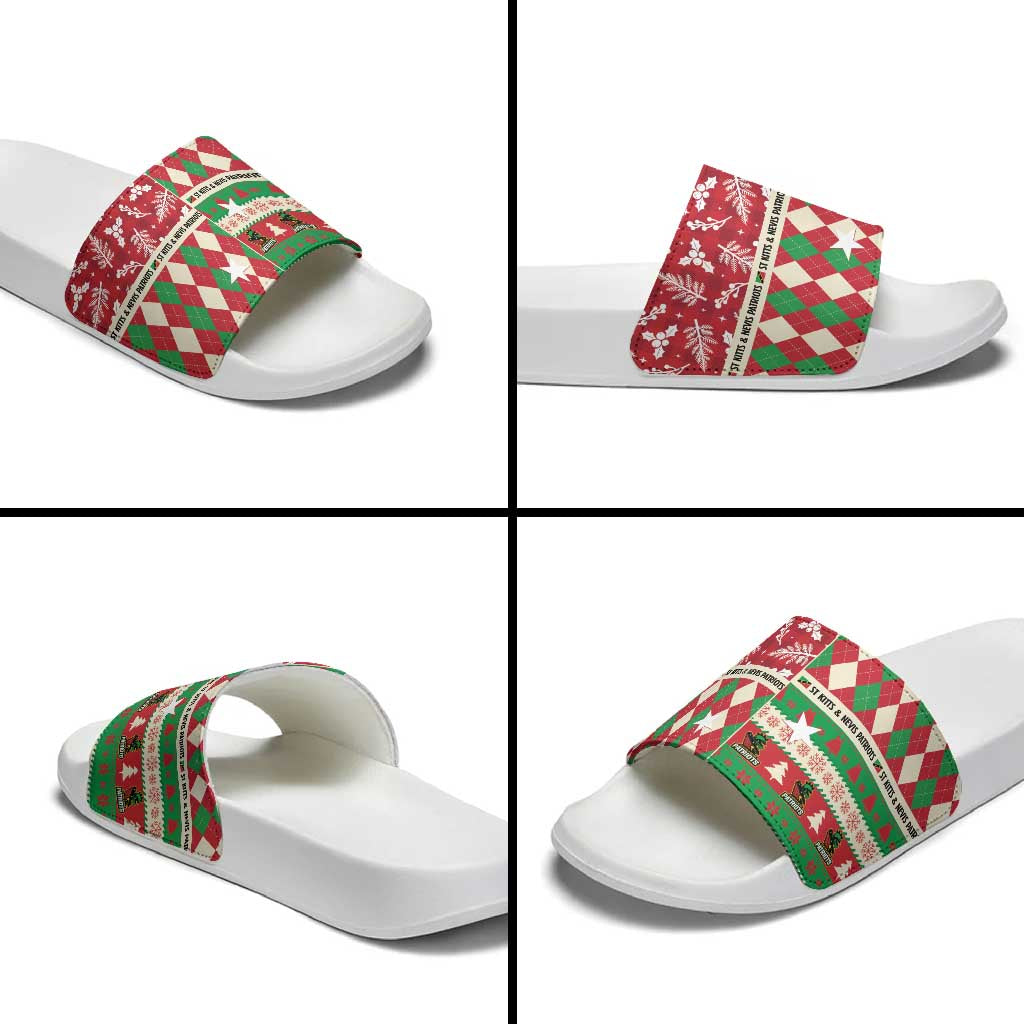 St Kitts & Nevis Cricket Christmas Slide Sandals Merry Xmas Patriots - Wonder Print Shop