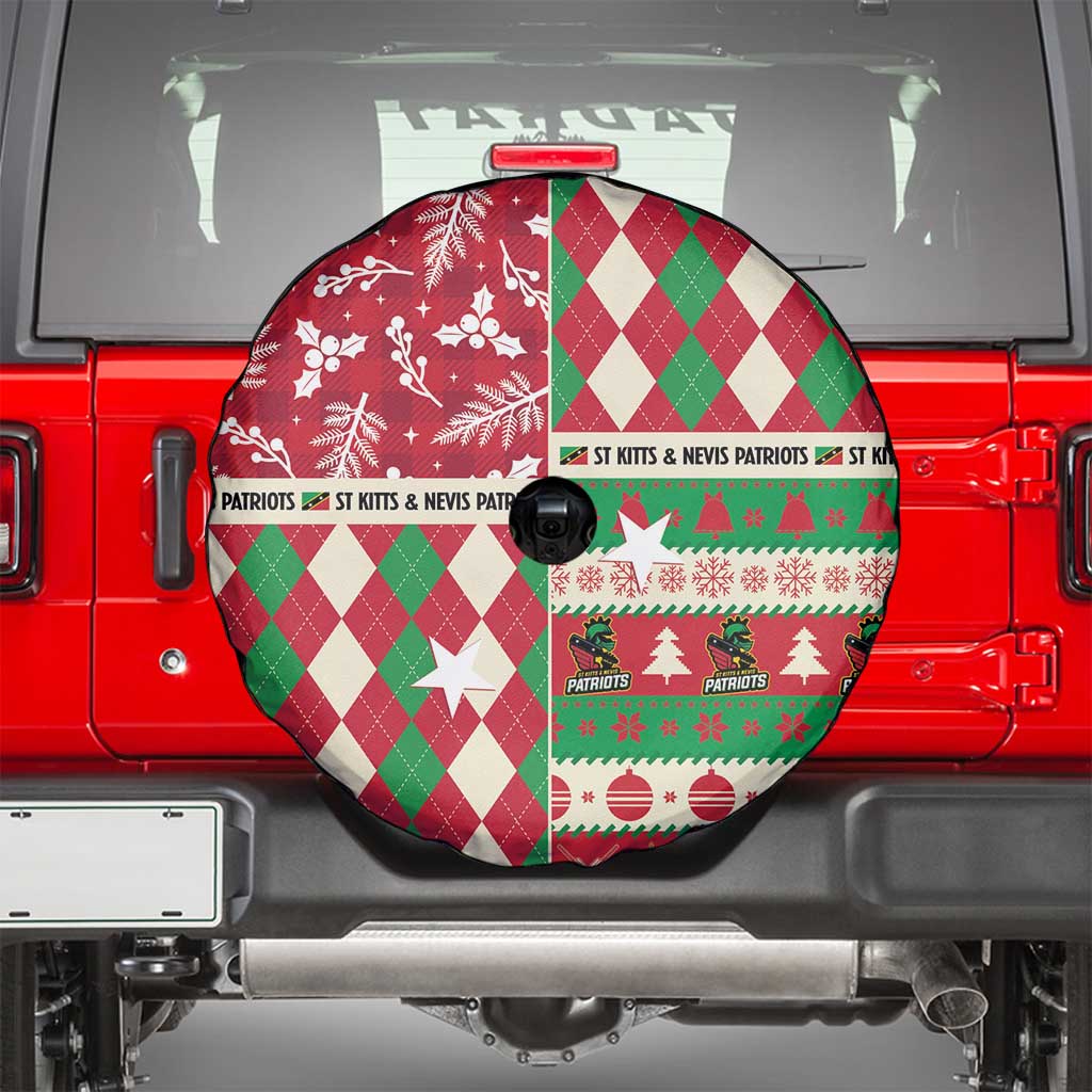 St Kitts & Nevis Cricket Christmas Spare Tire Cover Merry Xmas Patriots - Wonder Print Shop