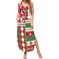 Personalized St Kitts & Nevis Cricket Christmas Summer Maxi Dress Merry Xmas Patriots - Wonder Print Shop