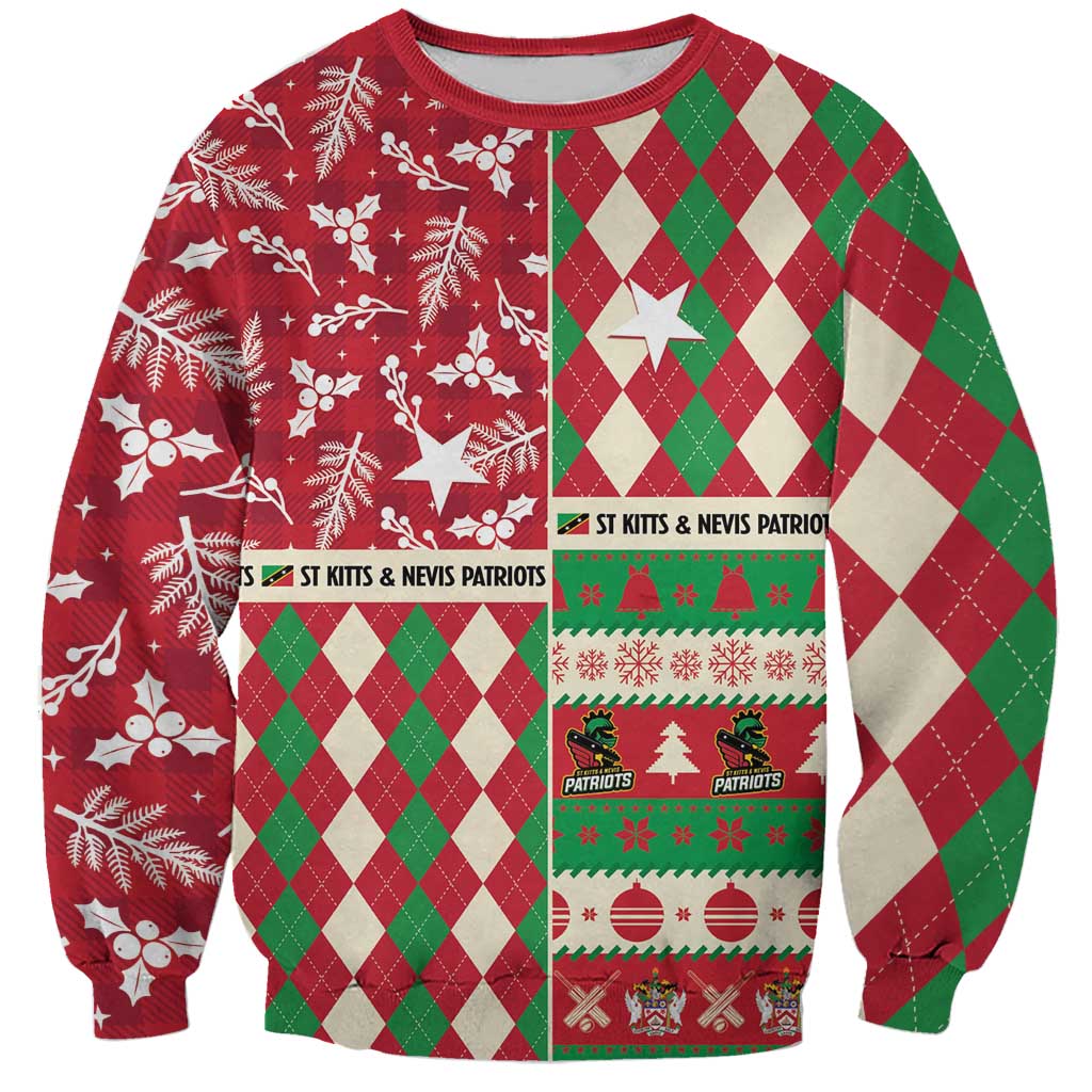 Personalized St Kitts & Nevis Cricket Christmas Sweatshirt Merry Xmas Patriots - Wonder Print Shop