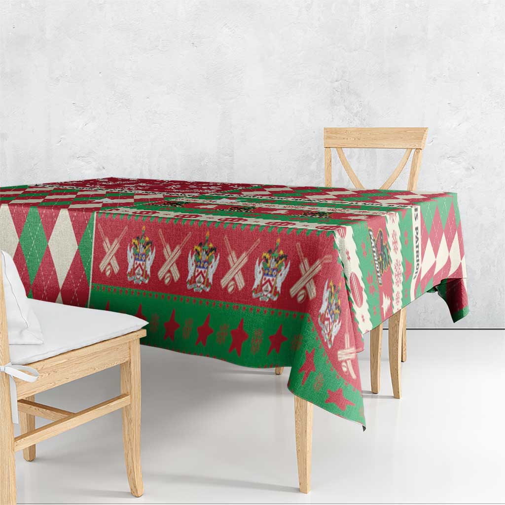 St Kitts & Nevis Cricket Christmas Tablecloth Merry Xmas Patriots - Wonder Print Shop