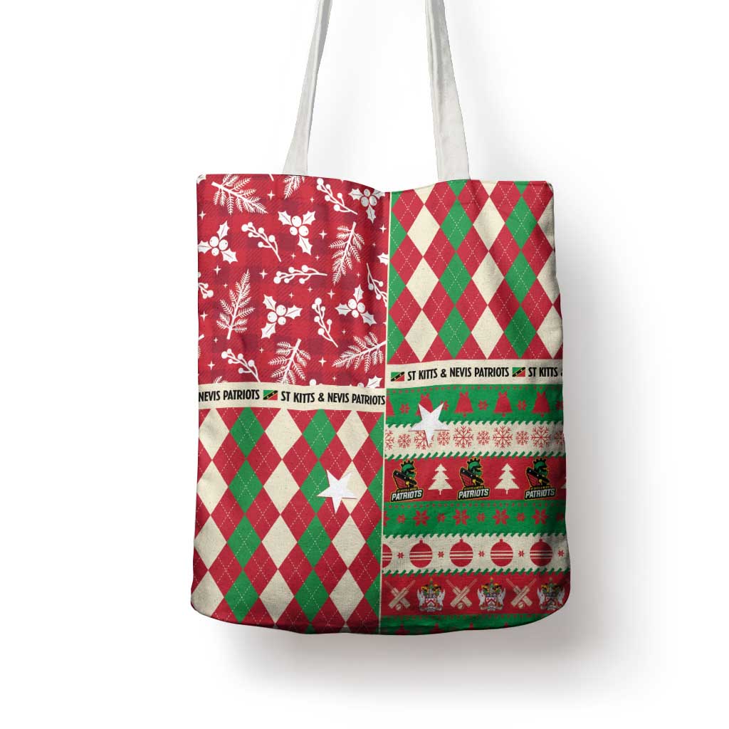 St Kitts & Nevis Cricket Christmas Tote Bag Merry Xmas Patriots - Wonder Print Shop