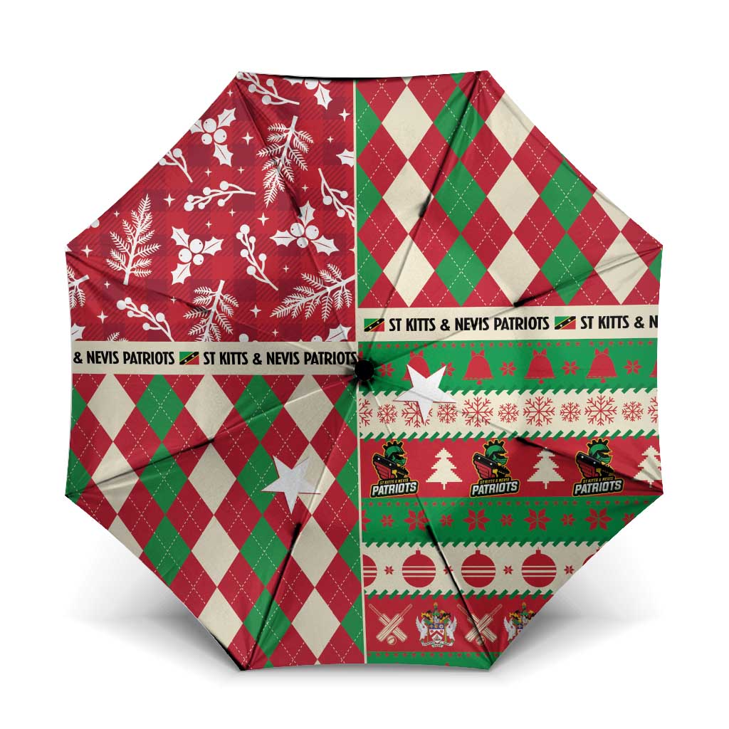 St Kitts & Nevis Cricket Christmas Umbrella Merry Xmas Patriots - Wonder Print Shop