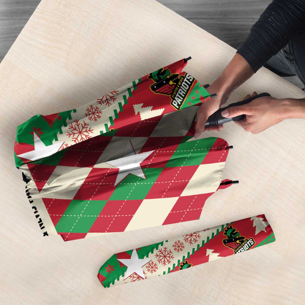 St Kitts & Nevis Cricket Christmas Umbrella Merry Xmas Patriots - Wonder Print Shop