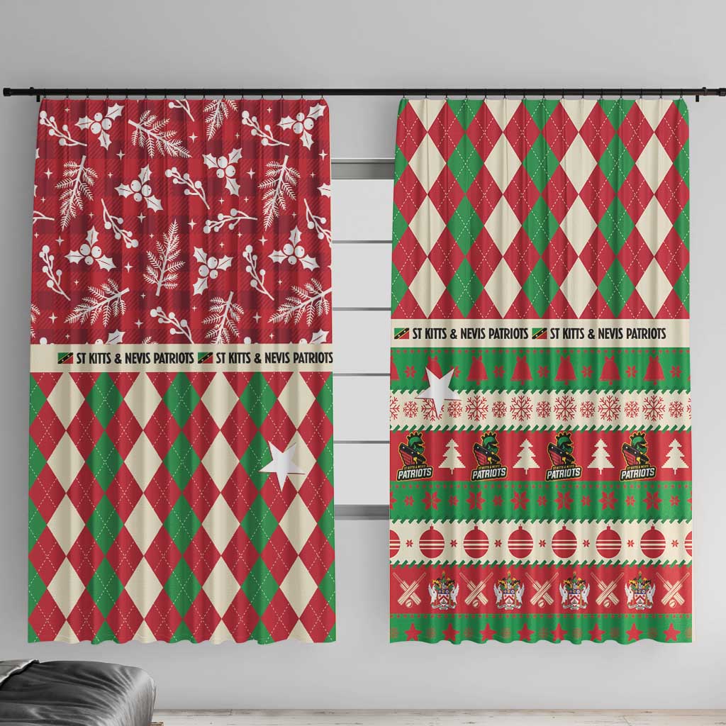 St Kitts & Nevis Cricket Christmas Window Curtain Merry Xmas Patriots - Wonder Print Shop