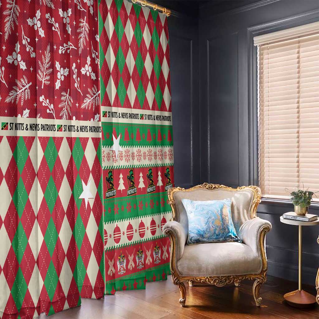St Kitts & Nevis Cricket Christmas Window Curtain Merry Xmas Patriots - Wonder Print Shop