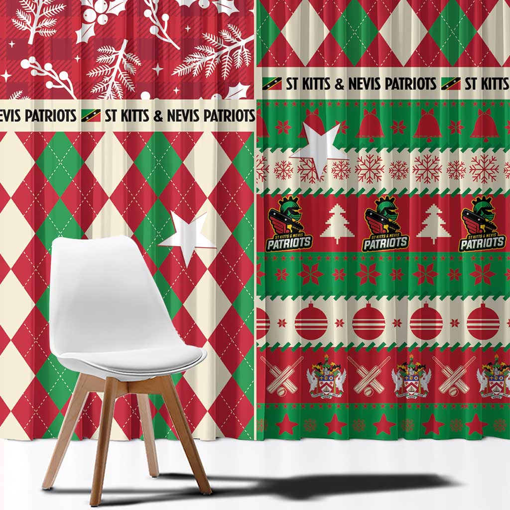 St Kitts & Nevis Cricket Christmas Window Curtain Merry Xmas Patriots - Wonder Print Shop