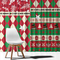 St Kitts & Nevis Cricket Christmas Window Curtain Merry Xmas Patriots - Wonder Print Shop