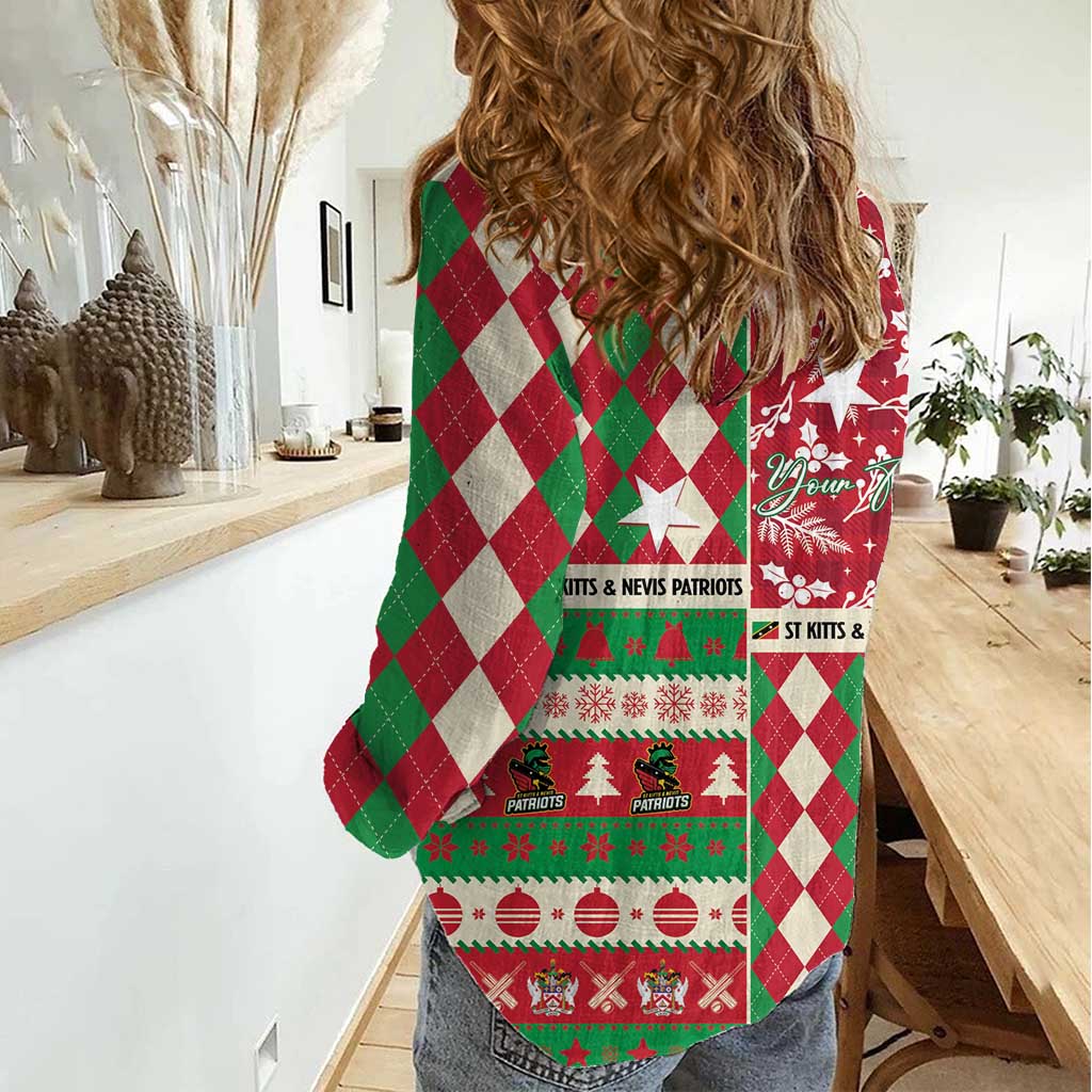 Personalized St Kitts & Nevis Cricket Christmas Women Casual Shirt Merry Xmas Patriots - Wonder Print Shop