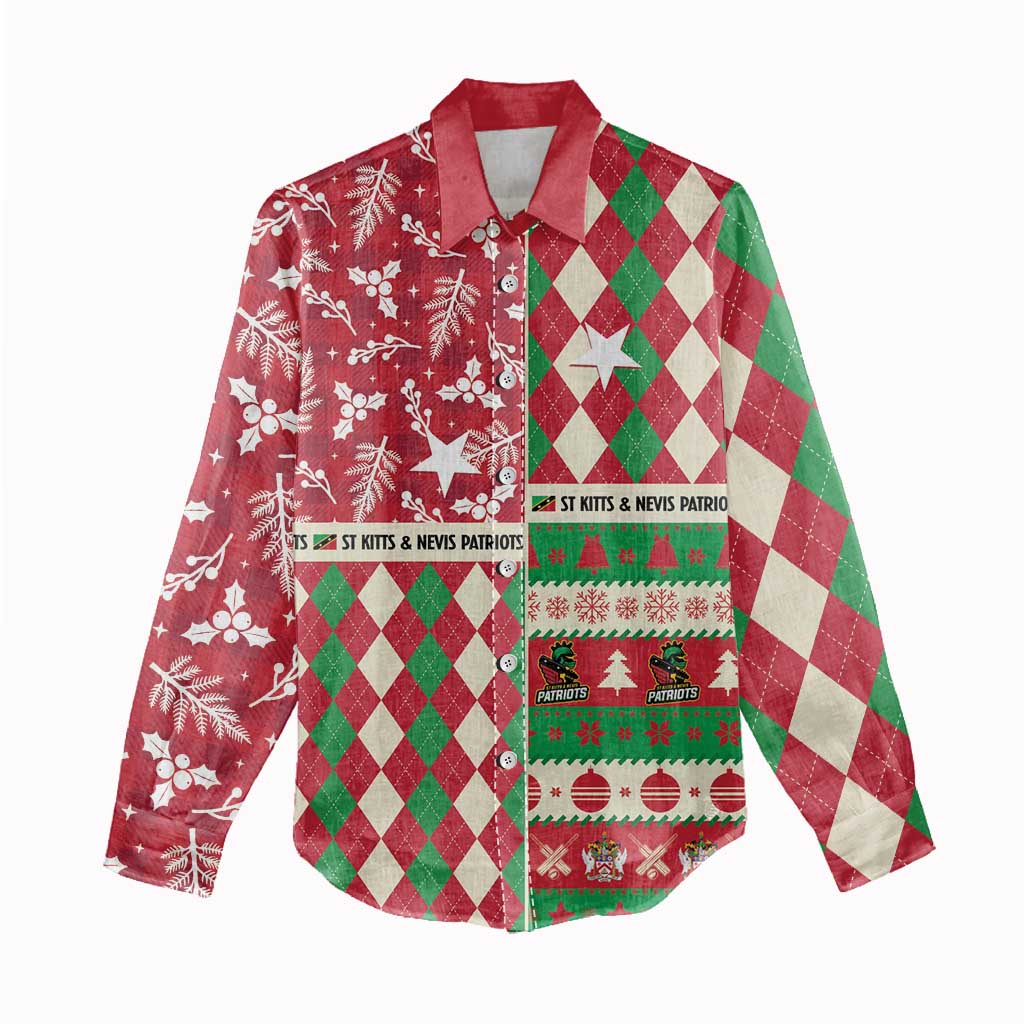 Personalized St Kitts & Nevis Cricket Christmas Women Casual Shirt Merry Xmas Patriots - Wonder Print Shop