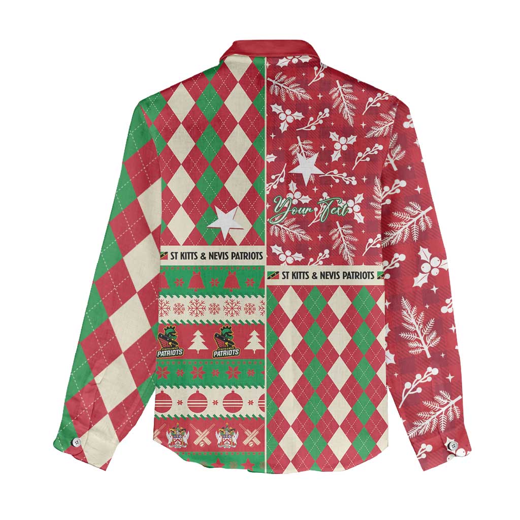 Personalized St Kitts & Nevis Cricket Christmas Women Casual Shirt Merry Xmas Patriots - Wonder Print Shop