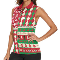 Personalized St Kitts & Nevis Cricket Christmas Women Sleeveless Polo Shirt Merry Xmas Patriots - Wonder Print Shop