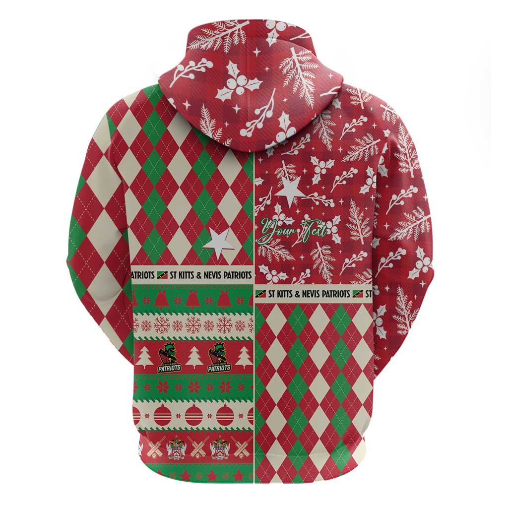 Personalized St Kitts & Nevis Cricket Christmas Zip Hoodie Merry Xmas Patriots - Wonder Print Shop