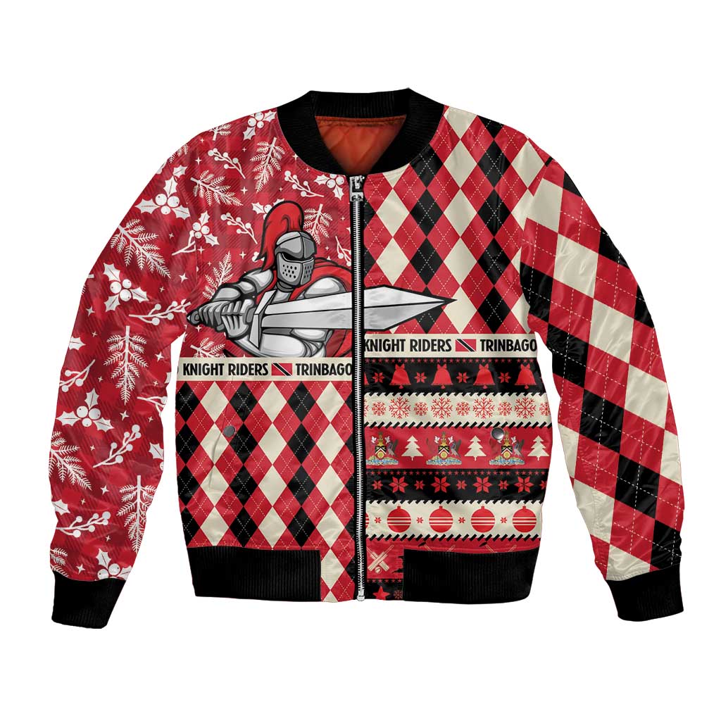 Personalized Trinbago Cricket Christmas Bomber Jacket Merry Xmas Knight Riders - Wonder Print Shop
