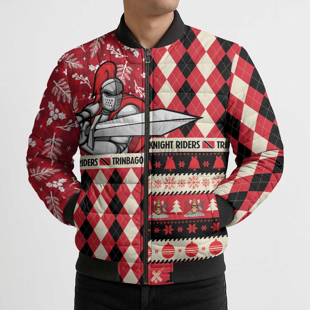 Personalized Trinbago Cricket Christmas Bomber Puffer Jacket Merry Xmas Knight Riders - Wonder Print Shop
