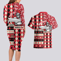 Personalized Trinbago Cricket Christmas Couples Matching Long Sleeve Bodycon Dress and Hawaiian Shirt Merry Xmas Knight Riders - Wonder Print Shop