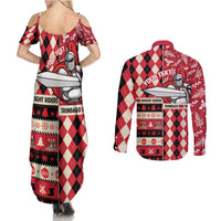 Personalized Trinbago Cricket Christmas Couples Matching Summer Maxi Dress and Long Sleeve Button Shirt Merry Xmas Knight Riders - Wonder Print Shop