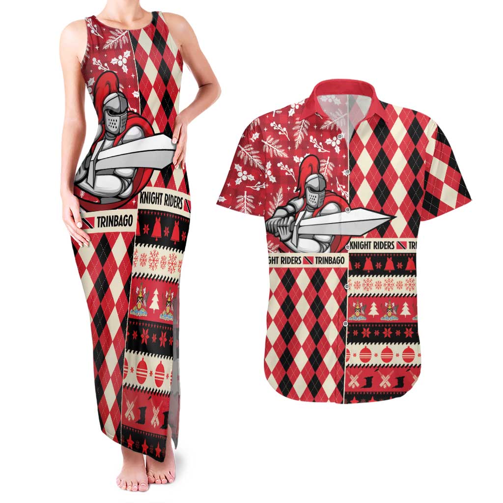 Personalized Trinbago Cricket Christmas Couples Matching Tank Maxi Dress and Hawaiian Shirt Merry Xmas Knight Riders - Wonder Print Shop