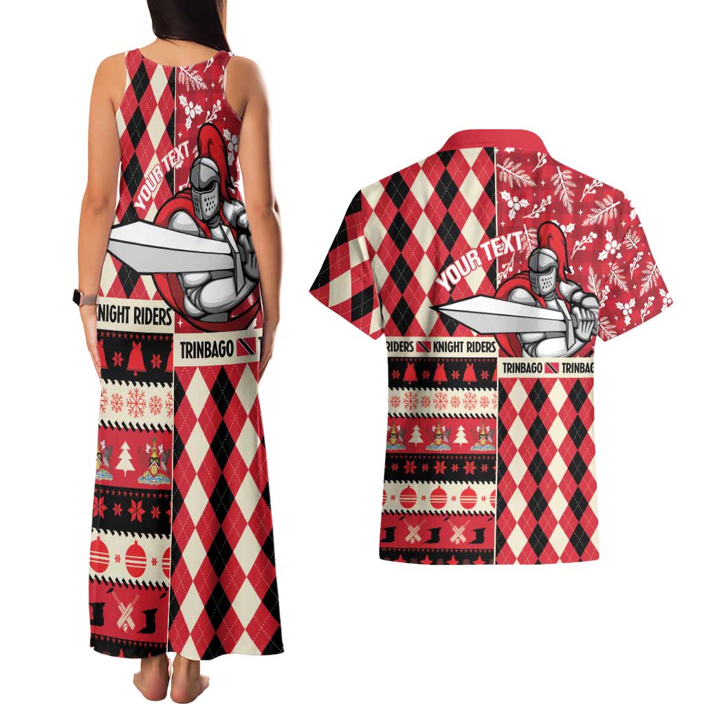Personalized Trinbago Cricket Christmas Couples Matching Tank Maxi Dress and Hawaiian Shirt Merry Xmas Knight Riders - Wonder Print Shop