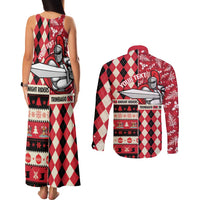 Personalized Trinbago Cricket Christmas Couples Matching Tank Maxi Dress and Long Sleeve Button Shirt Merry Xmas Knight Riders - Wonder Print Shop