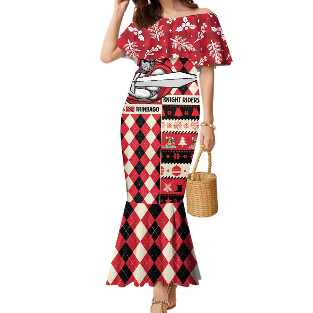 Personalized Trinbago Cricket Christmas Family Matching Mermaid Dress and Hawaiian Shirt Merry Xmas Knight Riders - Wonder Print Shop