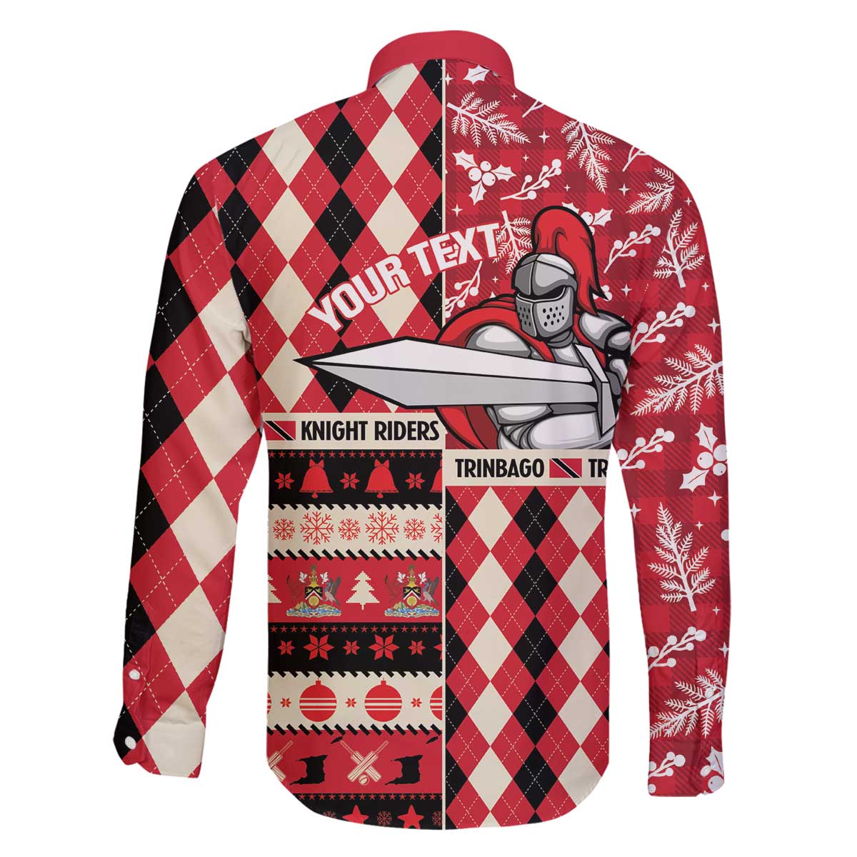 Personalized Trinbago Cricket Christmas Family Matching Off The Shoulder Long Sleeve Dress and Hawaiian Shirt Merry Xmas Knight Riders - Wonder Print Shop