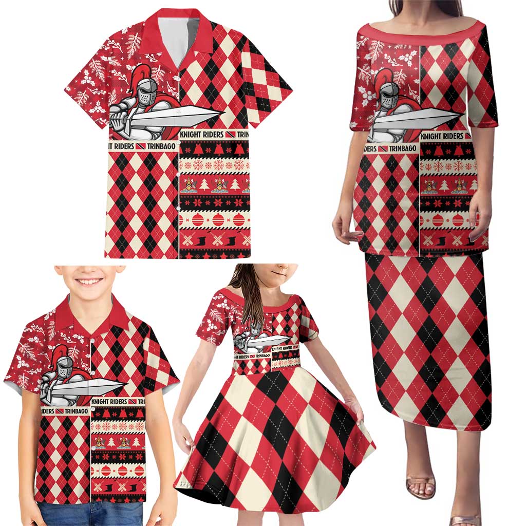 Personalized Trinbago Cricket Christmas Family Matching Puletasi and Hawaiian Shirt Merry Xmas Knight Riders - Wonder Print Shop