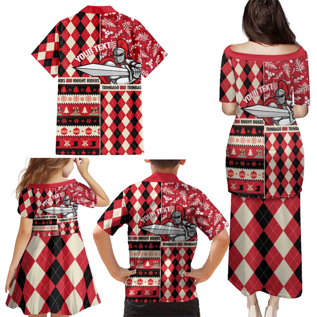 Personalized Trinbago Cricket Christmas Family Matching Puletasi and Hawaiian Shirt Merry Xmas Knight Riders - Wonder Print Shop