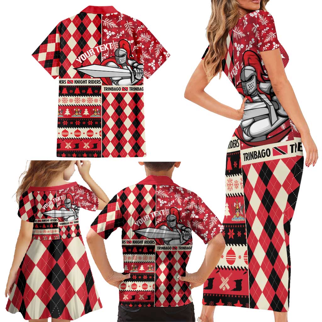 Personalized Trinbago Cricket Christmas Family Matching Short Sleeve Bodycon Dress and Hawaiian Shirt Merry Xmas Knight Riders - Wonder Print Shop