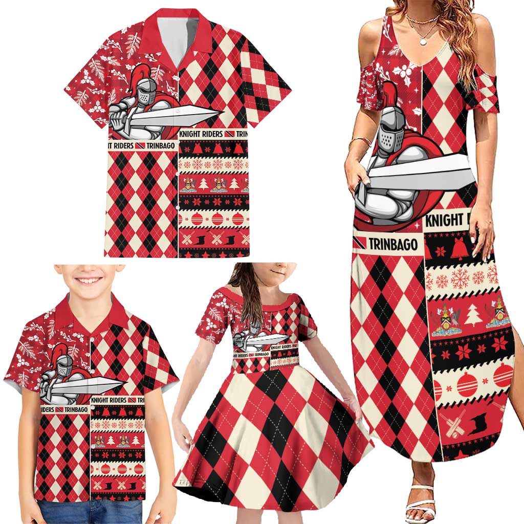 Personalized Trinbago Cricket Christmas Family Matching Summer Maxi Dress and Hawaiian Shirt Merry Xmas Knight Riders - Wonder Print Shop