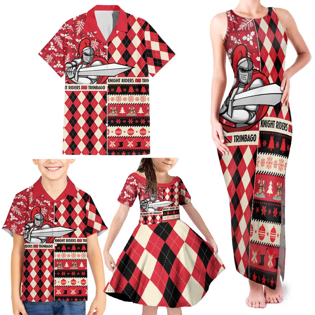 Personalized Trinbago Cricket Christmas Family Matching Tank Maxi Dress and Hawaiian Shirt Merry Xmas Knight Riders - Wonder Print Shop