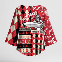 Personalized Trinbago Cricket Christmas Kimono Sleeve Blouse Merry Xmas Knight Riders - Wonder Print Shop