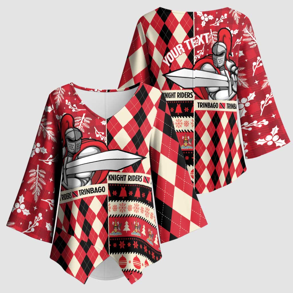 Personalized Trinbago Cricket Christmas Kimono Sleeve Blouse Merry Xmas Knight Riders - Wonder Print Shop