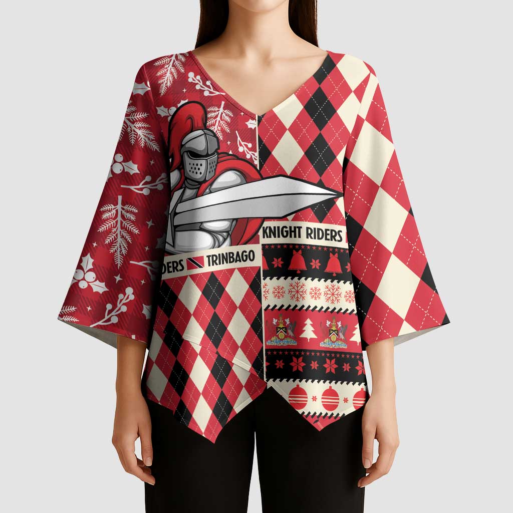 Personalized Trinbago Cricket Christmas Kimono Sleeve Blouse Merry Xmas Knight Riders - Wonder Print Shop