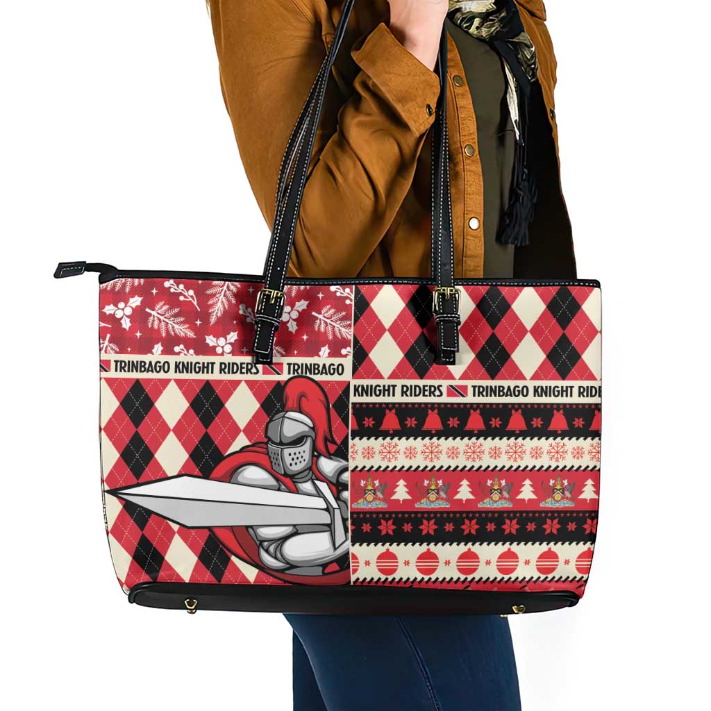 Trinbago Cricket Christmas Leather Tote Bag Merry Xmas Knight Riders - Wonder Print Shop