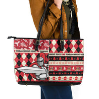 Trinbago Cricket Christmas Leather Tote Bag Merry Xmas Knight Riders - Wonder Print Shop
