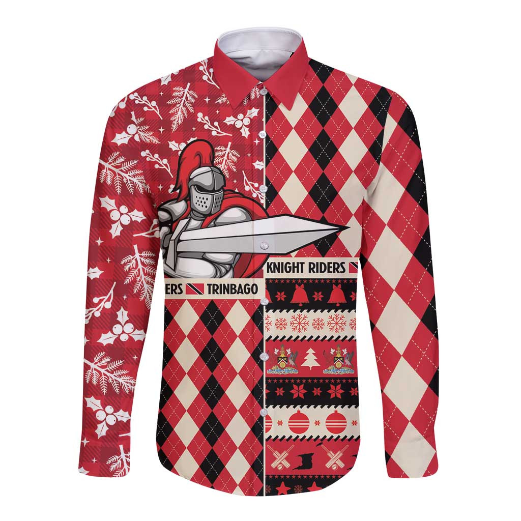 Personalized Trinbago Cricket Christmas Long Sleeve Button Shirt Merry Xmas Knight Riders - Wonder Print Shop