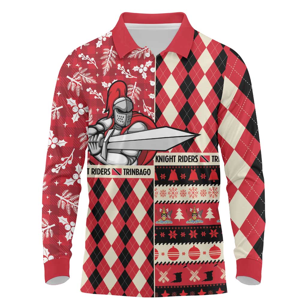 Personalized Trinbago Cricket Christmas Long Sleeve Polo Shirt Merry Xmas Knight Riders - Wonder Print Shop