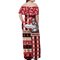 Personalized Trinbago Cricket Christmas Off Shoulder Maxi Dress Merry Xmas Knight Riders - Wonder Print Shop