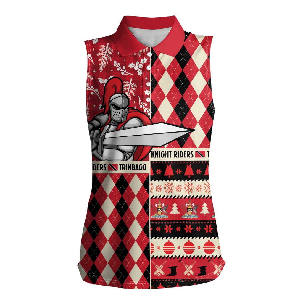 Personalized Trinbago Cricket Christmas Women Sleeveless Polo Shirt Merry Xmas Knight Riders - Wonder Print Shop