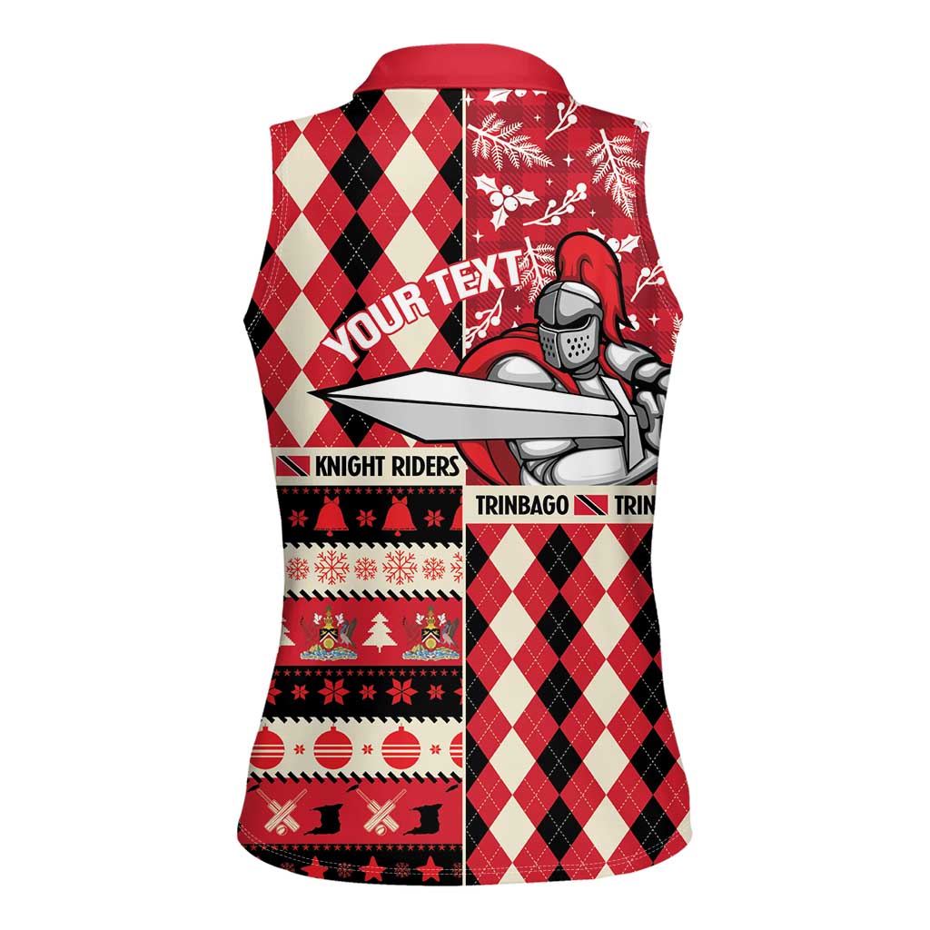 Personalized Trinbago Cricket Christmas Women Sleeveless Polo Shirt Merry Xmas Knight Riders - Wonder Print Shop