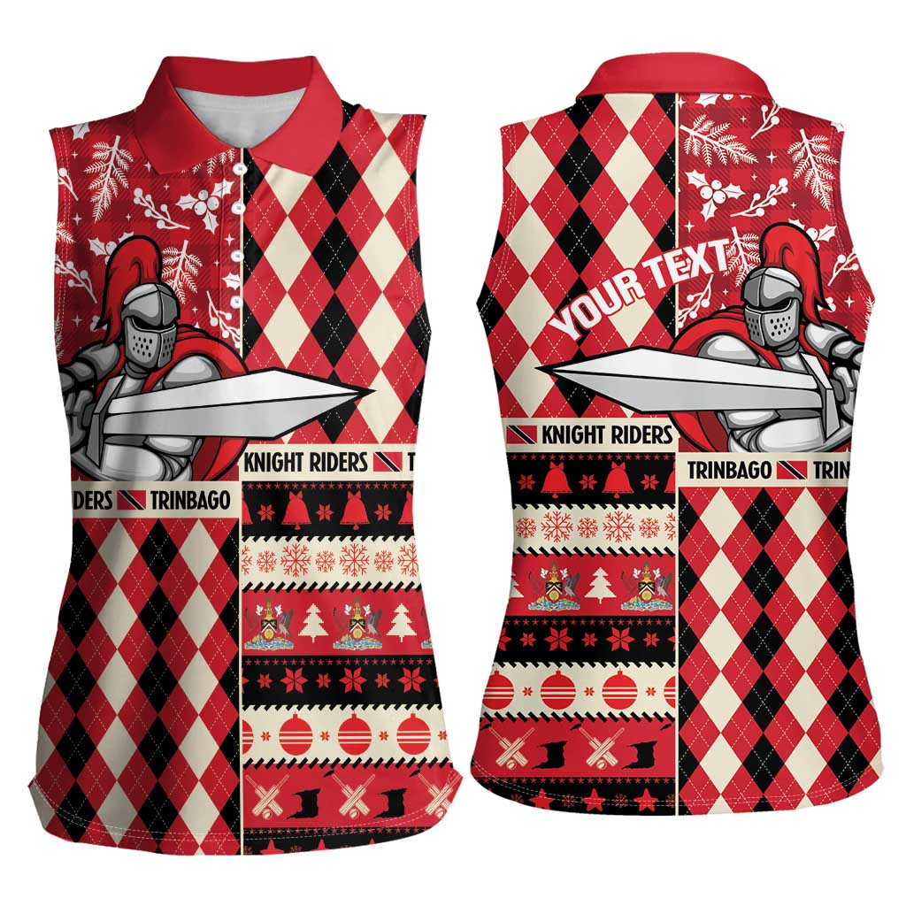 Personalized Trinbago Cricket Christmas Women Sleeveless Polo Shirt Merry Xmas Knight Riders - Wonder Print Shop