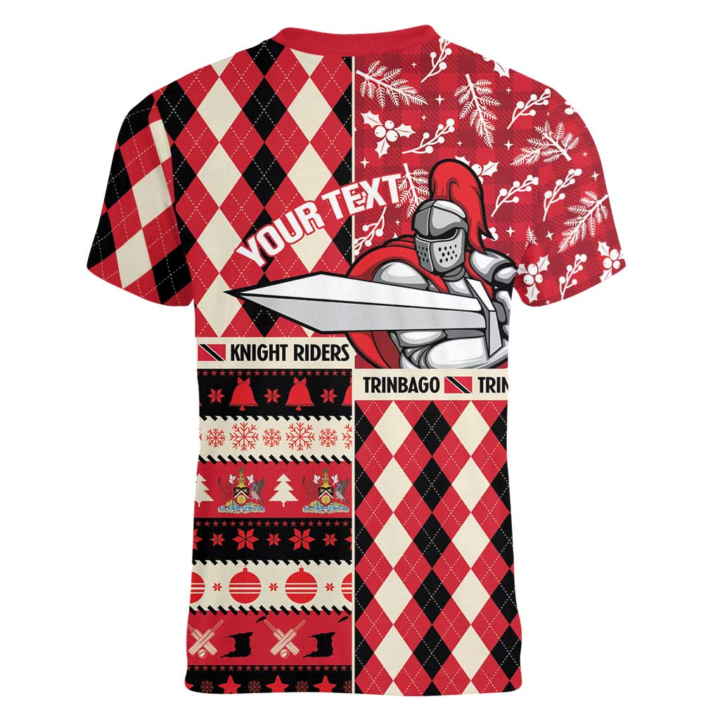 Personalized Trinbago Cricket Christmas Women V-Neck T-Shirt Merry Xmas Knight Riders - Wonder Print Shop