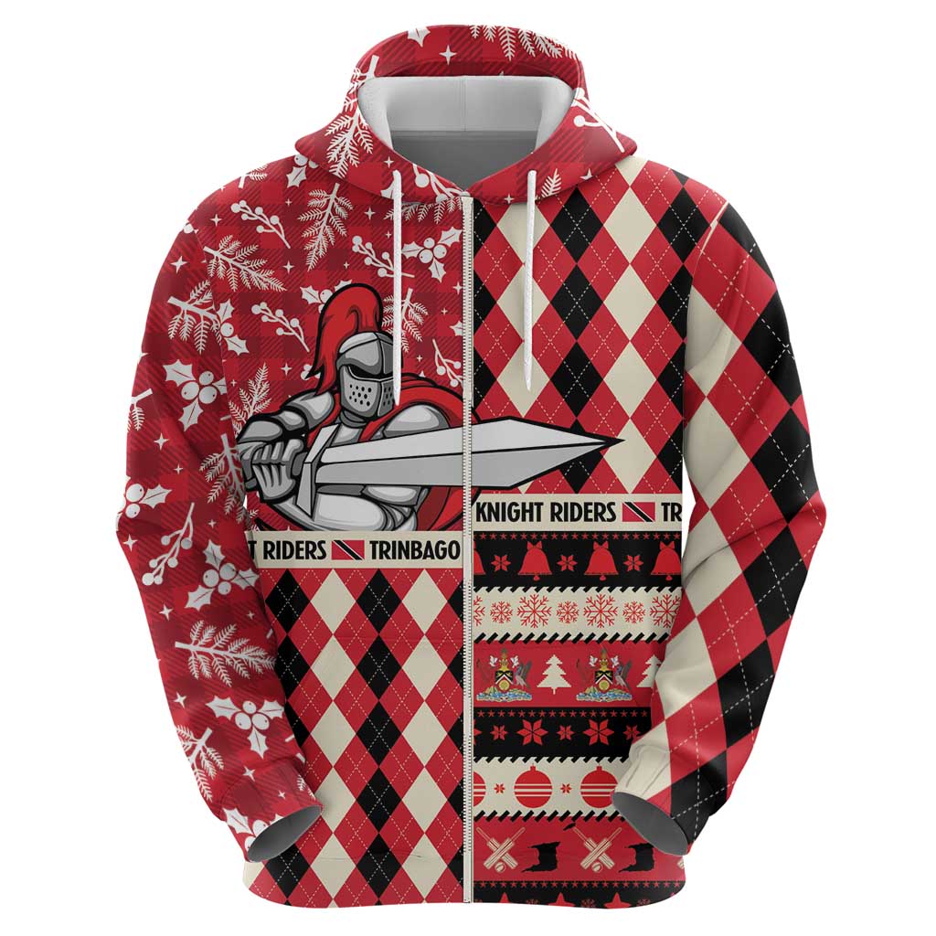 Personalized Trinbago Cricket Christmas Zip Hoodie Merry Xmas Knight Riders - Wonder Print Shop