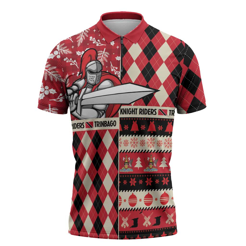 Personalized Trinbago Cricket Christmas Zipper Polo Shirt Merry Xmas Knight Riders - Wonder Print Shop