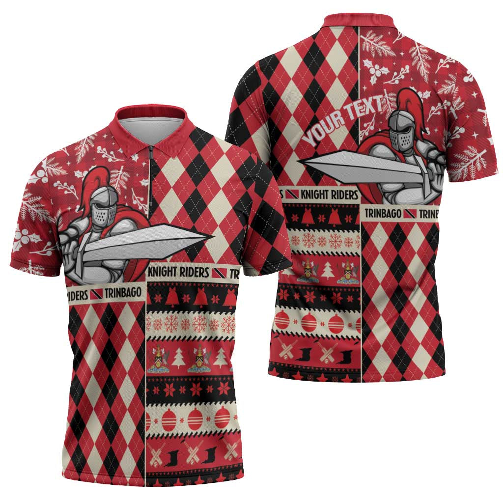 Personalized Trinbago Cricket Christmas Zipper Polo Shirt Merry Xmas Knight Riders - Wonder Print Shop